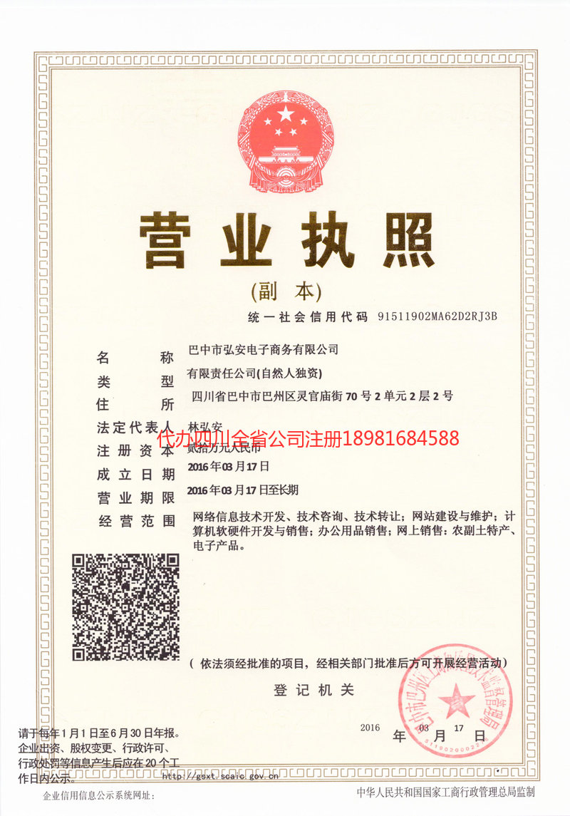 叙永叙永宏安电子商务有限公司