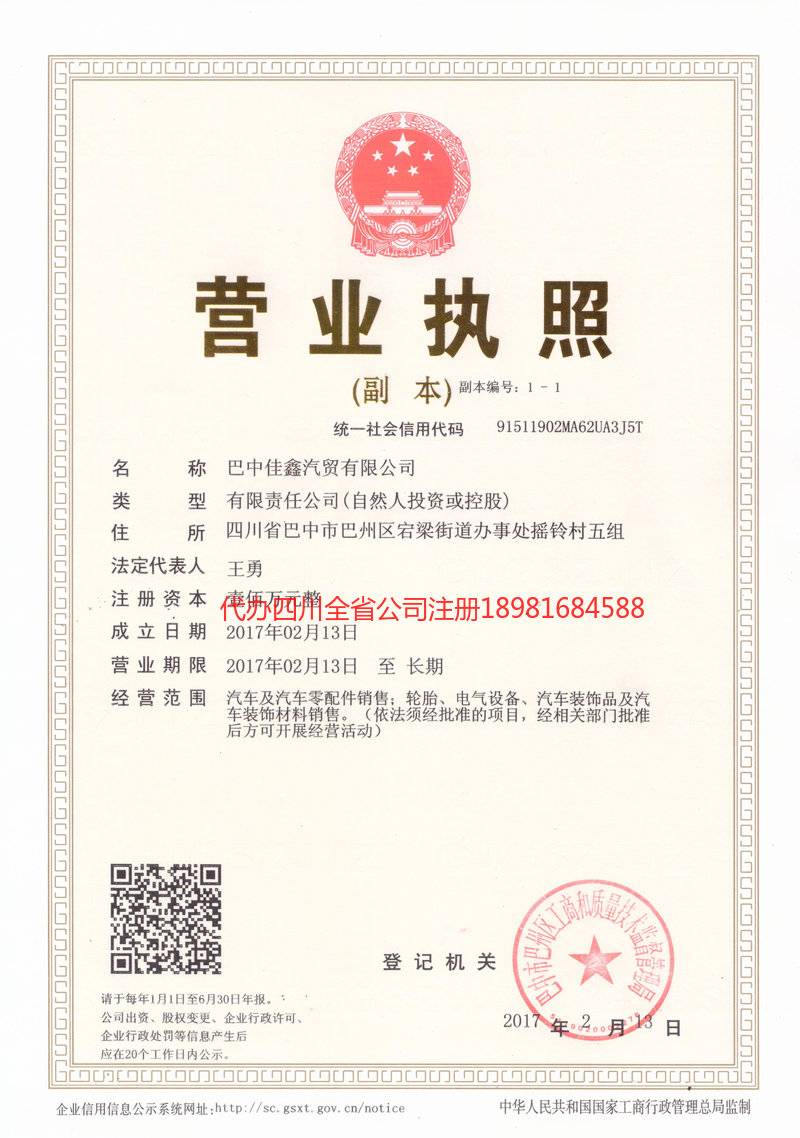 叙永叙永佳鑫汽贸有限公司