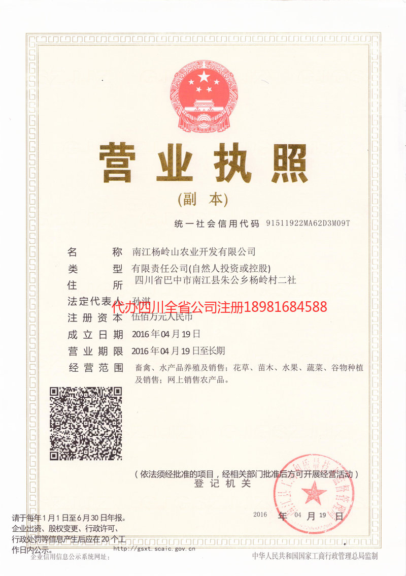 叙永叙永杨岭山农业开发有限公司